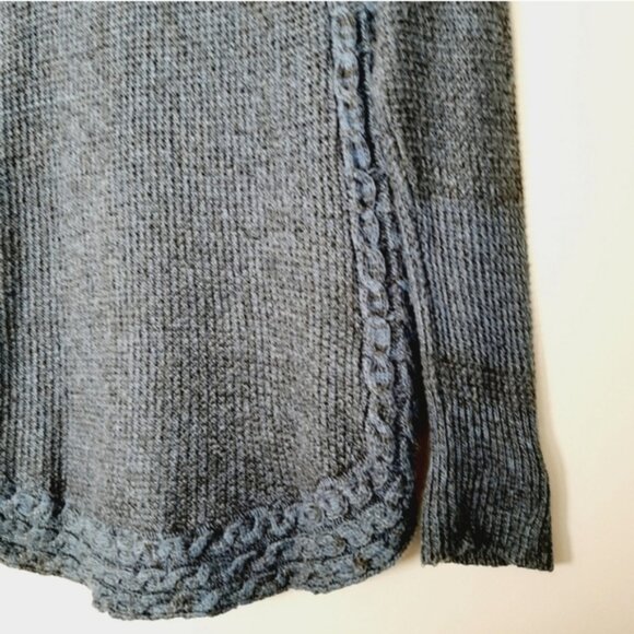 ONYX Cable Knit Sides Crewneck Sweater Rounded Hem Soft Top Marled Blue Sz M - Picture 5 of 14